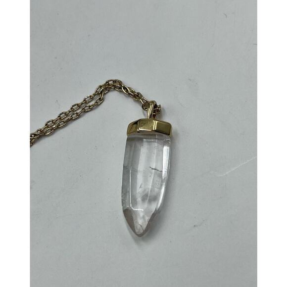 STELLA & DOT Gold Toned Chain Clear Quartz obelisk Amulet Pendant Necklace - Picture 14 of 14
